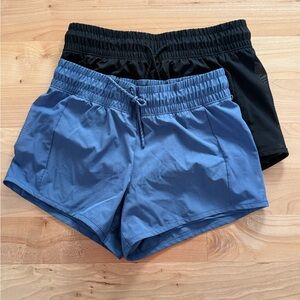 All in Motion Girl’s Black and Blue 2-in-1 Running Shorts